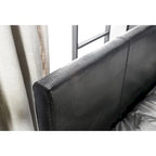 Modern Black Faux Leather Padded Platform Bed