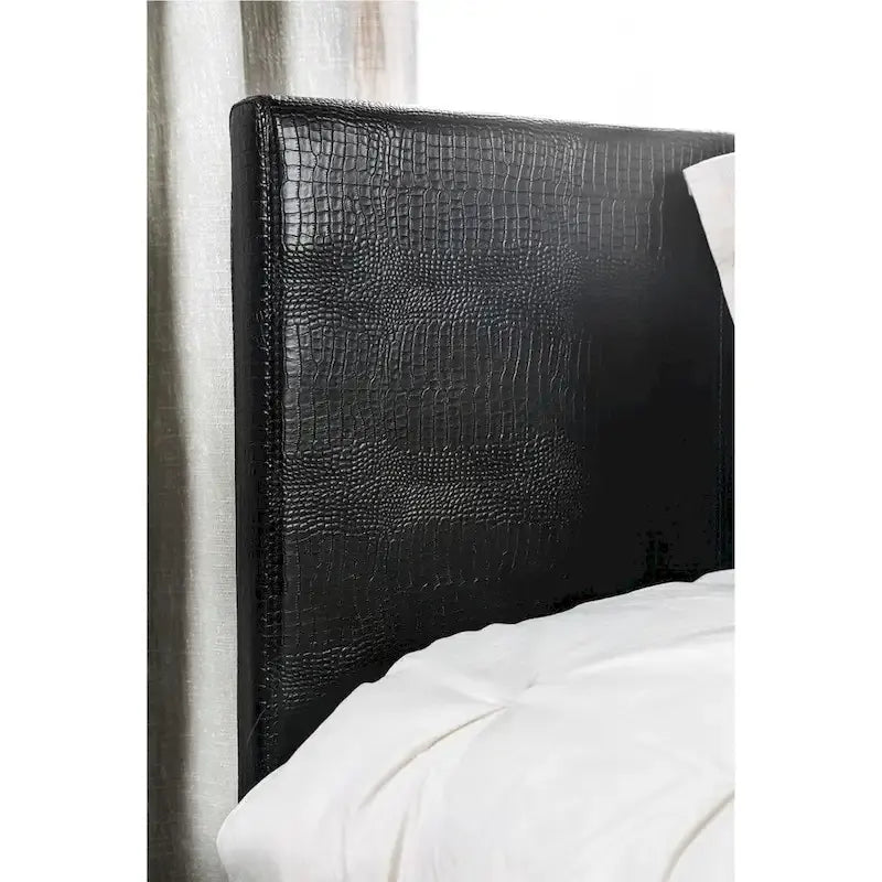 Modern Black Faux Leather Padded Platform Bed