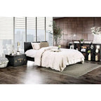 Modern Black Faux Leather Padded Platform Bed