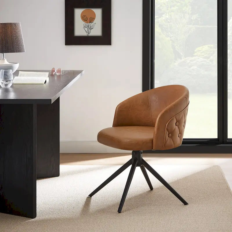 Faux Leather Swivel Home Office Chair