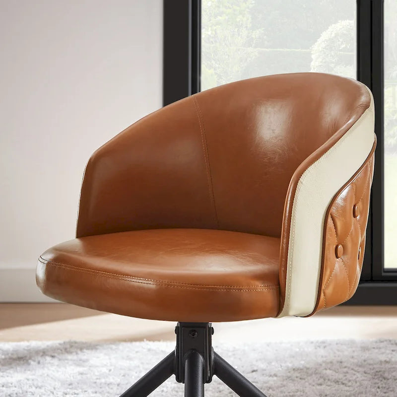 Faux Leather Swivel Home Office Chair