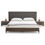 Mid-Century Walnut & Grey Bed