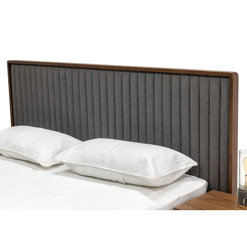Mid-Century Walnut & Grey Bed