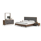 Mid-Century Walnut & Grey Bed