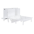 Queen Size Murphy Bed Chest with Desk, USB Port,Removable Shelves on Each Side