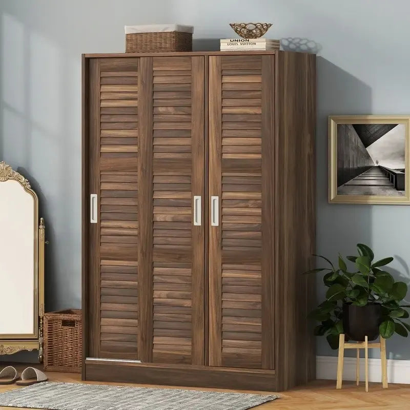 3-Door Shutter Wardrobe with shelves For Bedroom