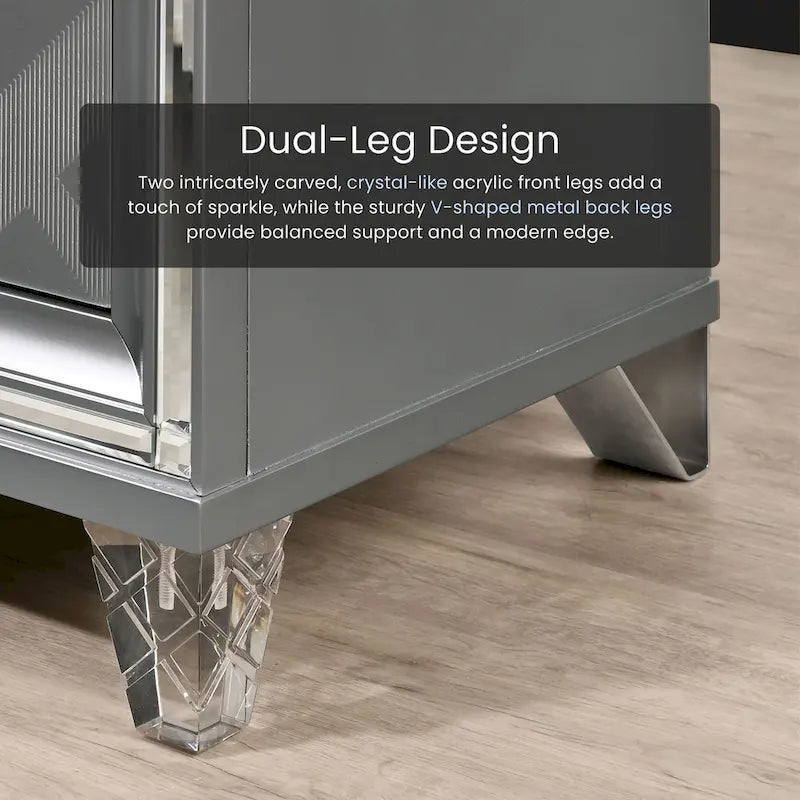 2-Drawer Wood Nightstand with USB Ports