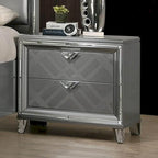 2-Drawer Wood Nightstand with USB Ports