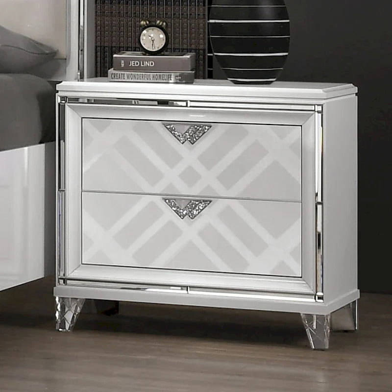 2-Drawer Wood Nightstand with USB Ports