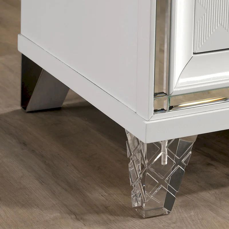 2-Drawer Wood Nightstand with USB Ports