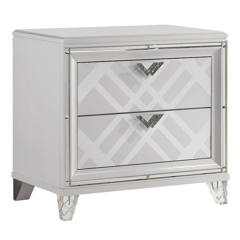 2-Drawer Wood Nightstand with USB Ports