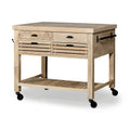 Light Brown Base w/Black Iron, Rolling Kitchen Island - 46W x 32D x 36H