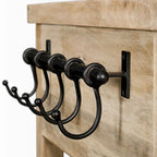 Light Brown Base w/Black Iron, Rolling Kitchen Island - 46W x 32D x 36H