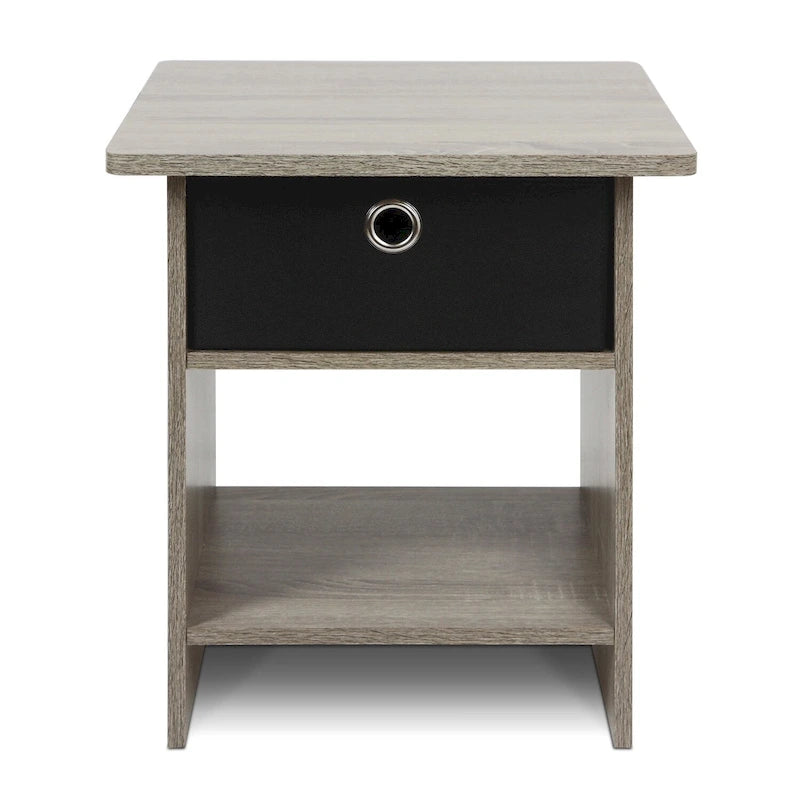 End Table/ Night Stand Storage Shelf with Bin Drawer