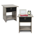 Furinno Dario End Table/ Night Stand Storage Shelf with Bin Drawer