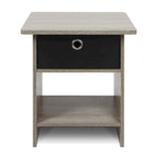 End Table/ Night Stand Storage Shelf with Bin Drawer
