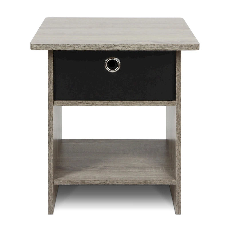 End Table/ Night Stand Storage Shelf with Bin Drawer