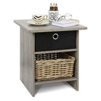 End Table/ Night Stand Storage Shelf with Bin Drawer