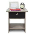 End Table/ Night Stand Storage Shelf with Bin Drawer