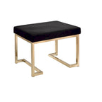 Sweet Black Fabric-upholstered Champagne Metal Ottoman