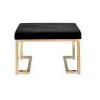 Sweet Black Fabric-upholstered Champagne Metal Ottoman