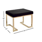Sweet Black Fabric-upholstered Champagne Metal Ottoman
