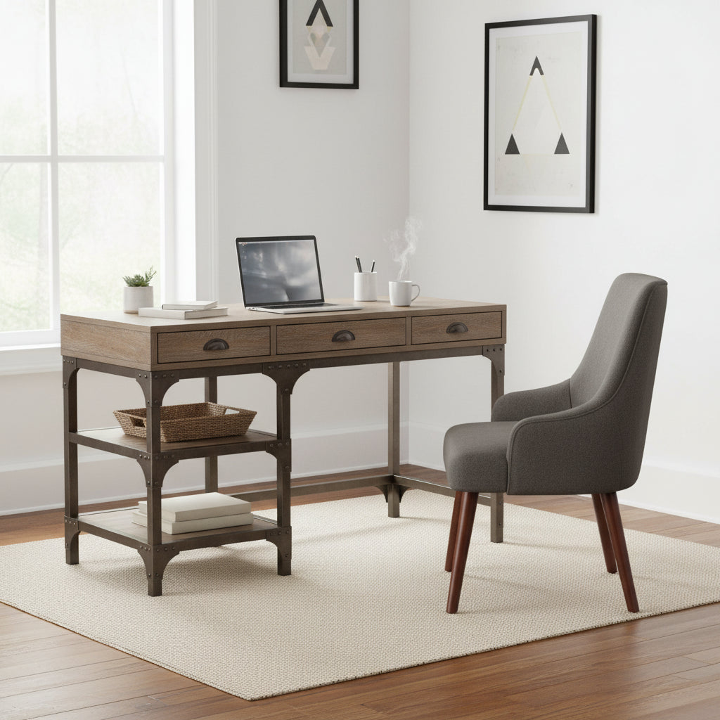 Acme Furniture Gorden Weathered Oak and Antique Silver Desk