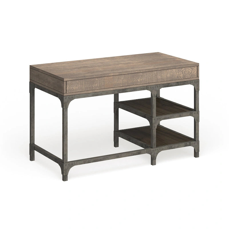 Weathered Oak and Antique Silver Desk