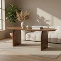Isla Oval Dining Table w/Dark Brown Wood Top & Arched Legs - 86.5L x 39.0W x 30.0H