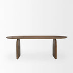 Oval Dining Table w/Dark Brown Wood Top & Arched Legs - 86.5L x 39.0W x 30.0H