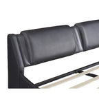 Full Size Upholstered Faux Leather Platform Bed with LED Light Bed Frame with Slatted