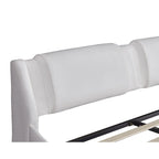 Full Size Upholstered Faux Leather Platform Bed with LED Light Bed Frame with Slatted