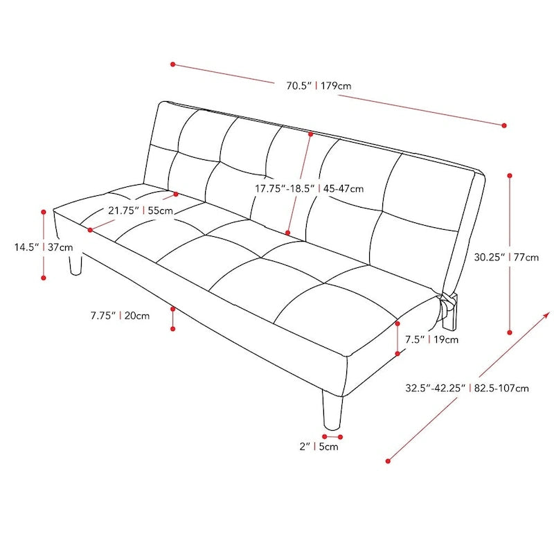 Convertible Futon Sofa Bed with Textured Mattress