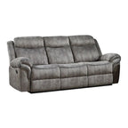 87 Gray Velvet Reclining USB Sofa With Black Legs - 87