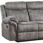 87 Gray Velvet Reclining USB Sofa With Black Legs - 87