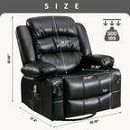 Massage Swivel Rocker Recliner Chair with Vibration Massage and Heat Ergonomic Lounge Chair USB Charge Port