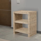 Coastal Bohemian Rattan/Wood 3 Tier End Table, Natural