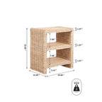 Coastal Bohemian Rattan/Wood 3 Tier End Table, Natural