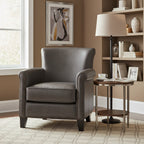 Traditional Leather Accent Chair 1pc Solid Wood Frame Top-Grain Leather Nailhead Trim Classic Modern Living Room Furniture