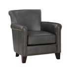 Traditional Leather Accent Chair 1pc Solid Wood Frame Top-Grain Leather Nailhead Trim Classic Modern Living Room Furniture