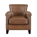 Traditional Leather Accent Chair 1pc Solid Wood Frame Top-Grain Leather Nailhead Trim Classic Modern Living Room Furniture