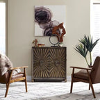 Aged-Whiskey-Hued Two-Door Decorative Wine Cabinet