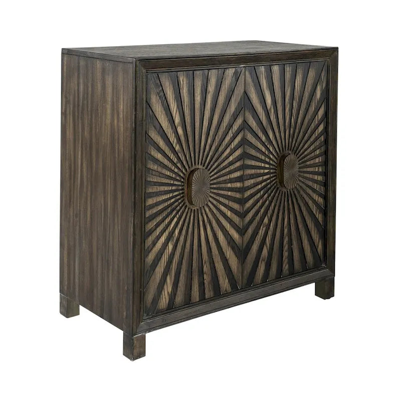 Aged-Whiskey-Hued Two-Door Decorative Wine Cabinet