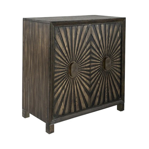 Aged-Whiskey-Hued Two-Door Decorative Wine Cabinet