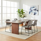 Tommy 94 Inch Dining Table, Rectangular Top, Wide Panel Legs, Walnut Brown