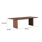 94 Inch Dining Table, Rectangular Top, Wide Panel Legs, Walnut Brown