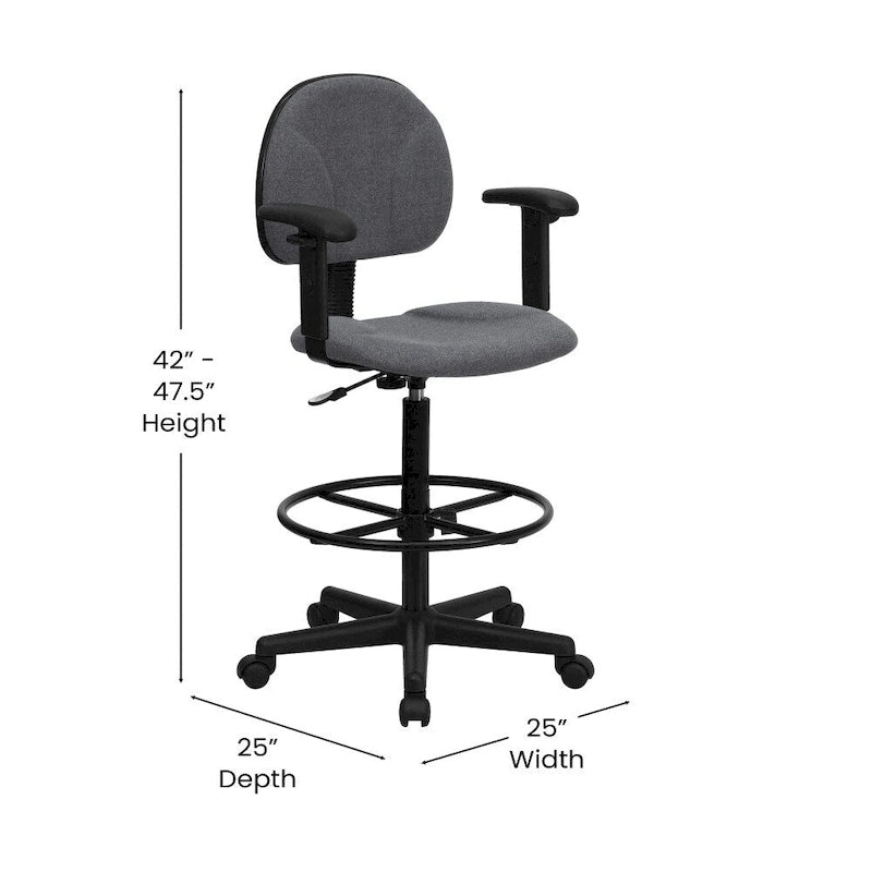 Fabric Drafting Chair with Arms (Cylinders: 22.5-27H or 26-30.5H)
