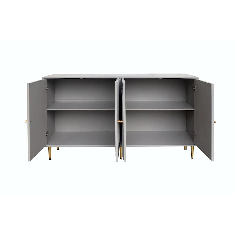 Modern Lacquered 4-Door Wooden Sideboard Buffet Server Cabinet