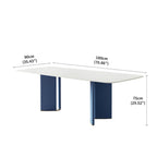Rectangle White 70.86 in. Dining Table (8 Seats) - 70.86D35.43W29.52H